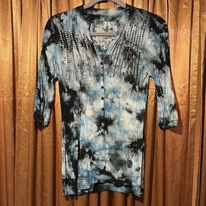 Women's Tie-Dye Top with Studded Detail By Buffalo